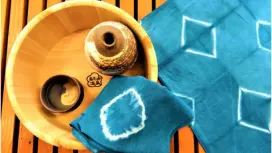 【靜岡/熱海】品酒與紮染手巾同時體驗的套餐課程! “清酒杯與靛藍染色課程”