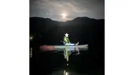 【三重・宮川ダム湖】清流日本一の宮川 秘境大杉谷「宮川ダム湖」でマッタリナイトSUP体験(スタンドアップパドル)