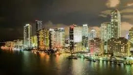 Miami skyline evening cruise of Biscayne Bay on luxury yacht