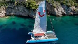 Adults-only Corfu sunset catamaran cruise with drinks, dinner and optional transfers