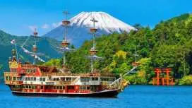 日本富士山箱根一日遊|蘆之湖海盜船+纜車遊大湧谷+江之島賞景享美食|東京・新宿出發