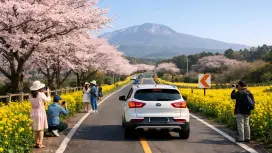 Jeju Cherry Blossom Season Day Trip | Gashiri Rapeseed Flowers & Udo Island & Seongsan Ilchulbong Peak & Woljeongri Shared Car Day Trip