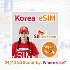 【Special Events】Korea SK Telecom eSIM: 4G LTE Unlimited Data + Phone Number (Pickup at Korea Airports)