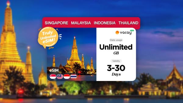 Truly Unlimited 新加坡、馬來西亞、印尼、泰國 3-30 天 eSIM |瓦凱