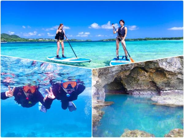 Blue Cave Snorkeling + Kabira Bay SUP/Canoeing Experience Reservation with Southern Hotel Pick-up and Free Photo Data (Okinawa Ishigaki Island)