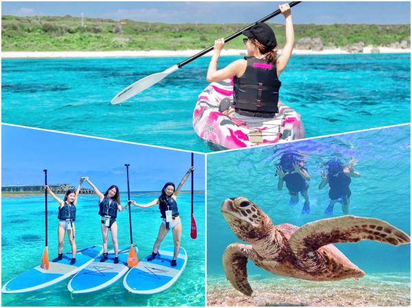 SUP or canoeing experience at a spectacular beach + snorkeling Enjoy a day in the emerald blue sea Free photo data (Miyakojima, Okinawa)