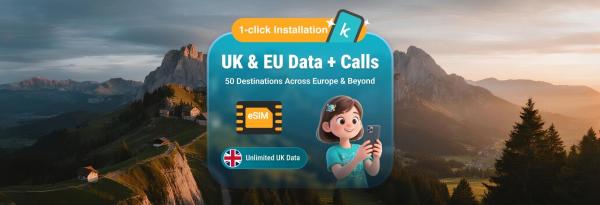 การเข้าถึงอินเทอร์เน็ตที่แนะนําในสหราชอาณาจักร: eSIM 5G สําหรับ 45 ประเทศในยุโรป | ข้อมูลไม่จํากัดของ EE UK + ข้อมูลยุโรป | 15 และ 30 วัน | รวมการโทรและข้อความ | รองรับ ChatGPT