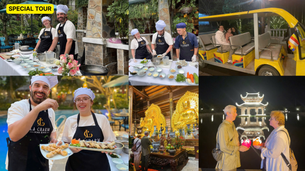 Từ Ninh Bình: Lớp học nấu ăn & Tour tham quan chùa Bái Đính về đêm