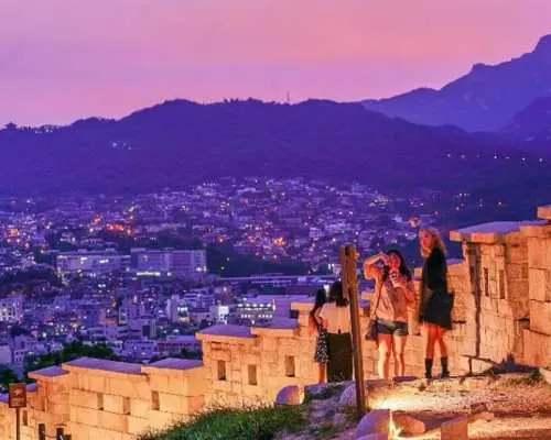 人気夜景スポットを巡るナイトツアー 広蔵市場＋昌慶宮＋清渓川＋駱山公園へ（韓国 ソウル・半日ツアー）