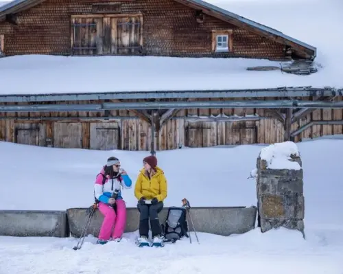 Snowshoeing incl. ticket cable car and cheese fondue from Flums
