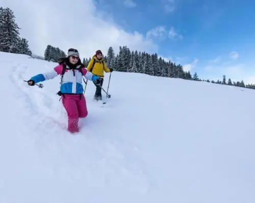 Snowshoeing incl. ticket cable car and cheese fondue from Flums
