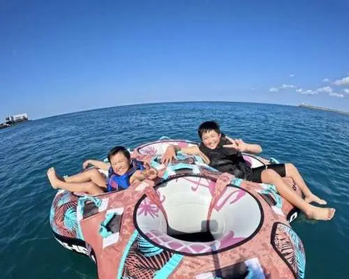 ① [Ginowan/Chatan | Same-day reservations OK] Banana boat rides available now! | 'Choose one type' plan: Free GoPro rental and same-day delivery of your footage!