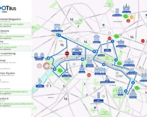 Tootbusのパリ必見スポット巡り乗り降り自由バスツアー（クルーズ付き）