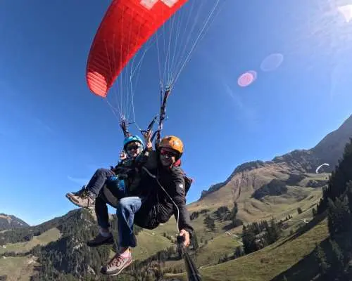 Paragliding tandem flight at Schwarzsee