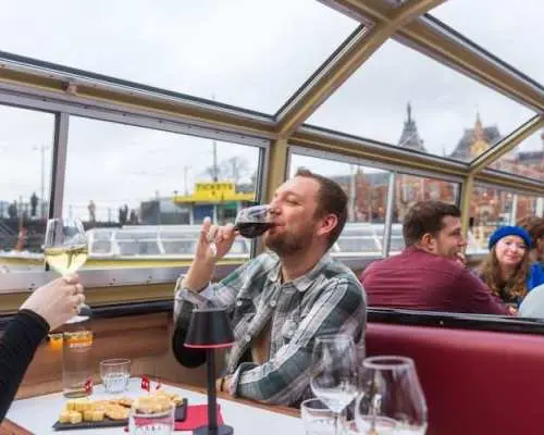 Amsterdam canal cruise with Dutch wine and cheese