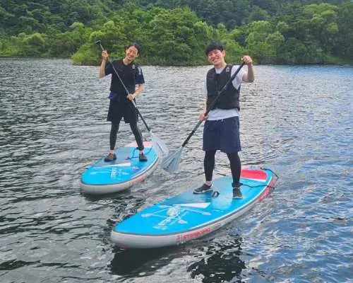 New plan for 2026! [Fukushima/Urabandai] [Aerial photos included] SUP experience on the scenic Akimoto Lake! Beginners welcome, popular with groups | Free photo data