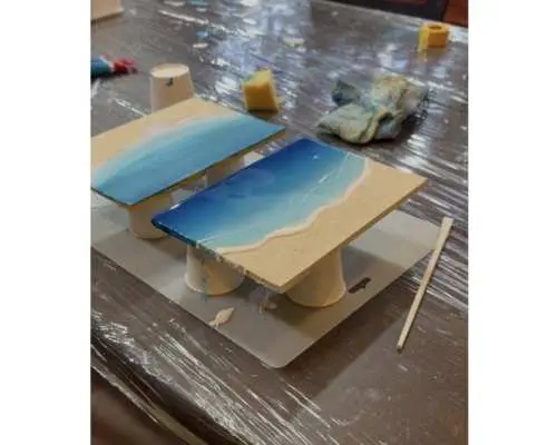 【宮古島/体験】海遊びが中止になったあなた！当日予約OK!『海レジンアート』宮古の海を形に☆A5サイズのキャンパスに海を作ろう！