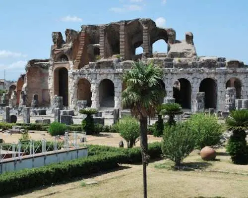 Capua amphiteater and museum with an archaeologist