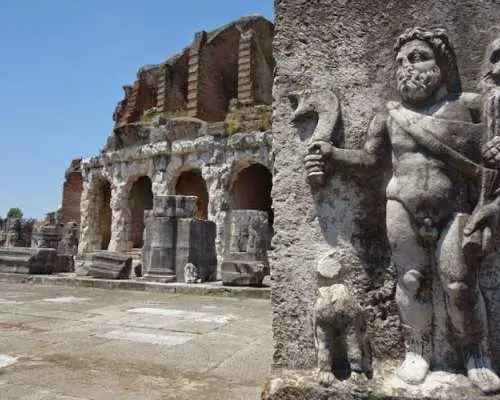 Capua amphiteater and museum with an archaeologist