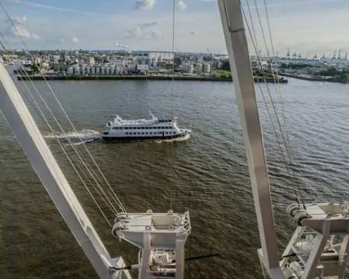 Hamburg Harbor boat tour with a large ship
