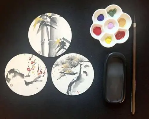 日本茶室里的水墨画工作坊