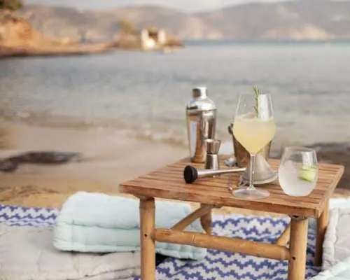 Greek cocktails on a secluded beach