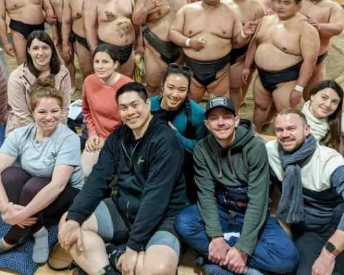 Morning sumo practice viewing with guide in Tokyo