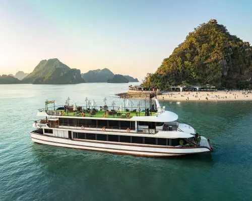 From Halong International Cruise Port: Luxury Ambrose Day Cruise on Halong Bay with Buffet Lunch