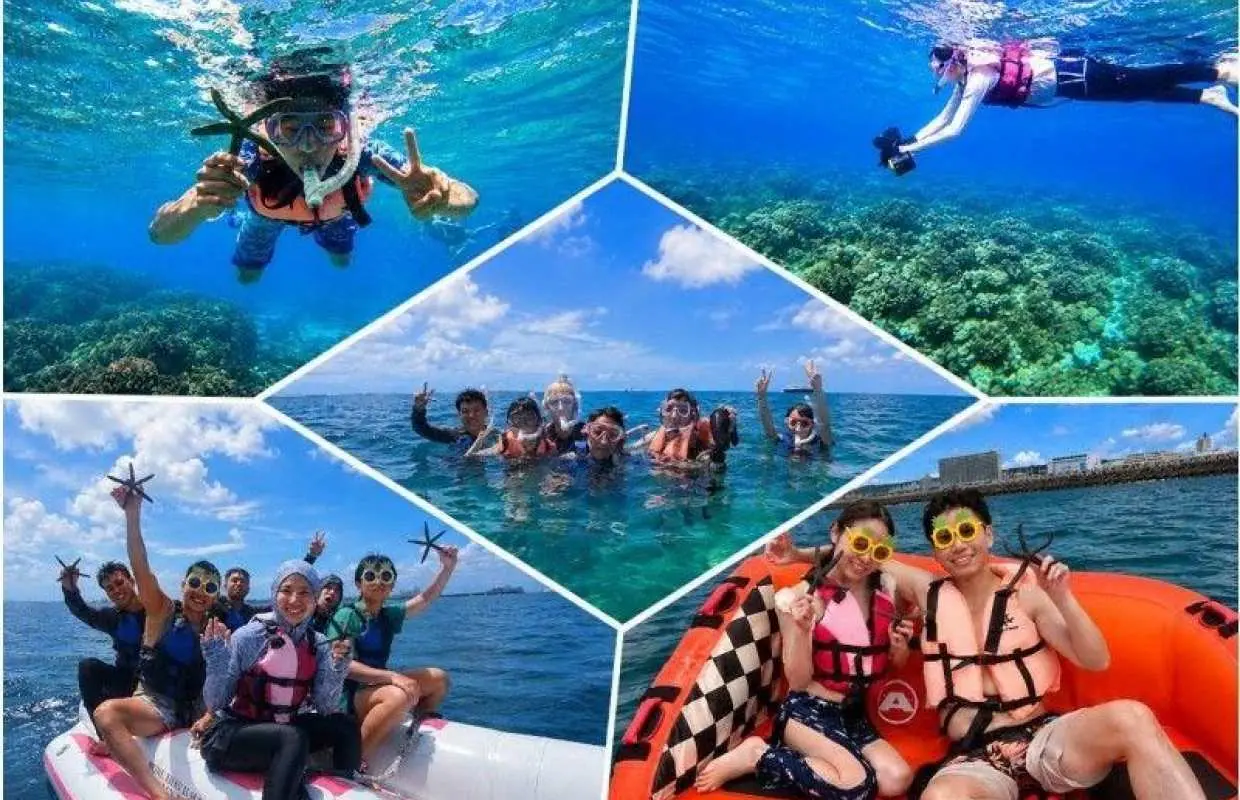 【沖縄・宜野湾】水中スクーター付きシュノーケリング＆マーブル体験