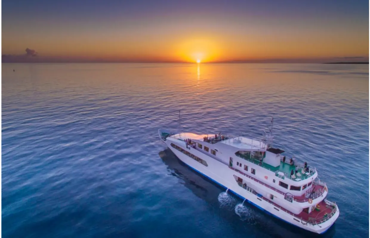 [Okinawa, Miyakojima] ☆ Enjoy dinner and sunset cruising on the prefecture's first underwater observation cruise ship, "Mont Blanc" ♪