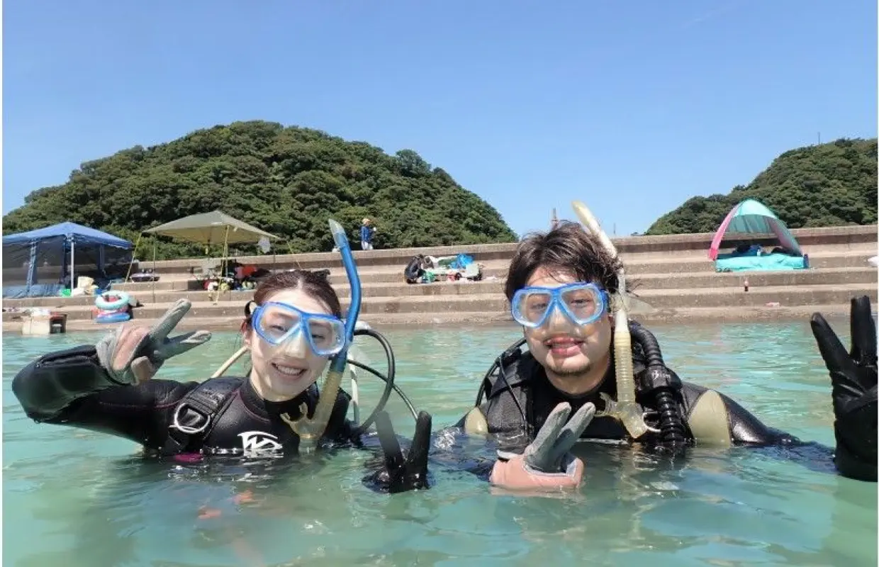 【兵庫・竹野浜】体験ダイビング♪・1グループ《１名or２名》の貸し切りプラン！！体験後は温泉券付きでサッパリ♪