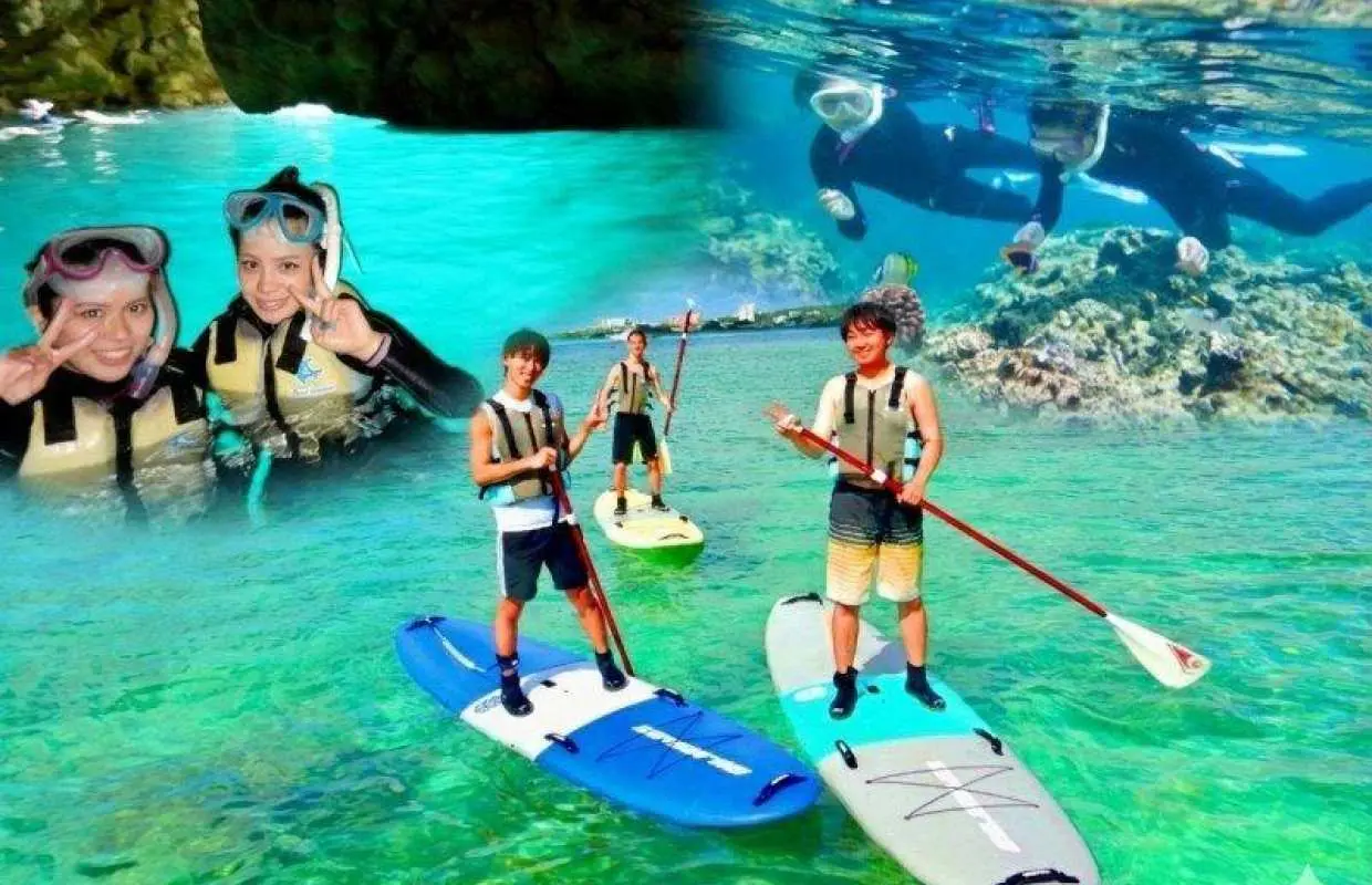【沖縄・恩納村】SUP＆シュノーケリング｜SUP体験と青の洞窟シュノーケリングをまとめて楽しむセットツアー！2名様～予約OK