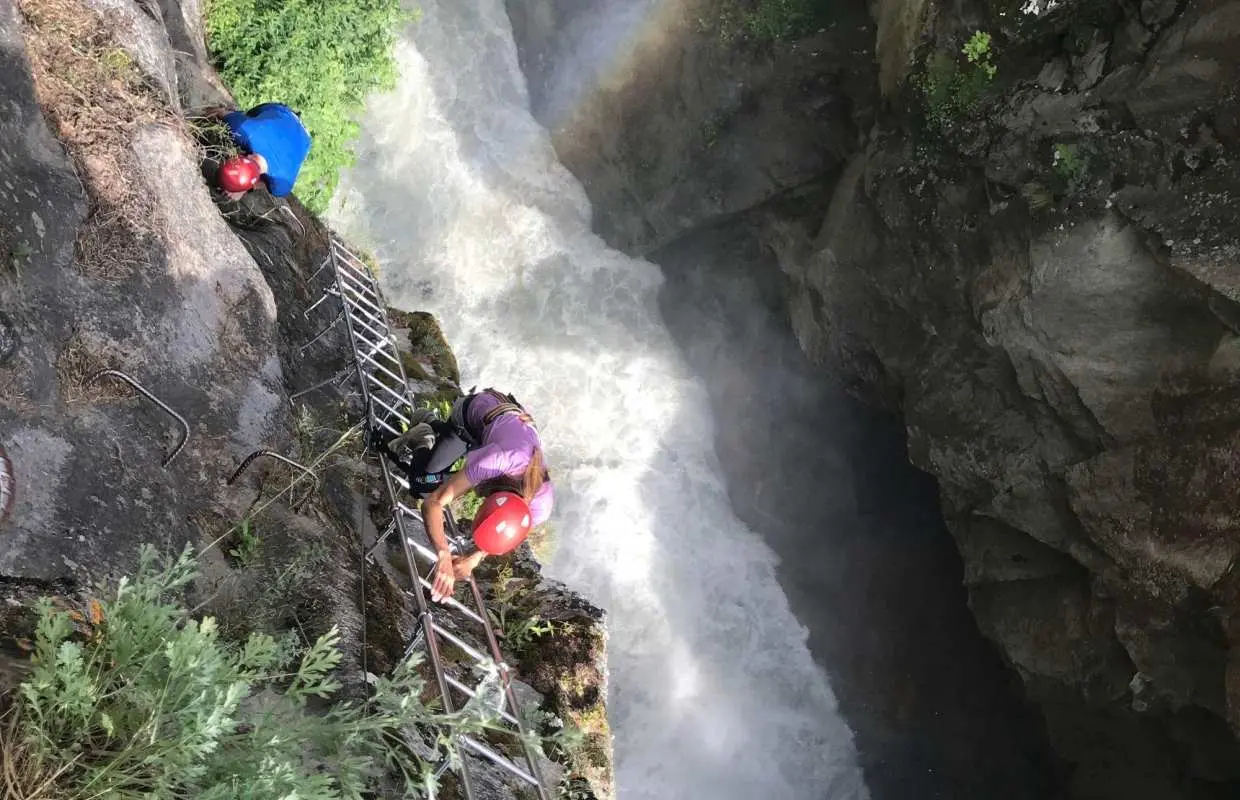 Gorge Alpine via ferrata in summer