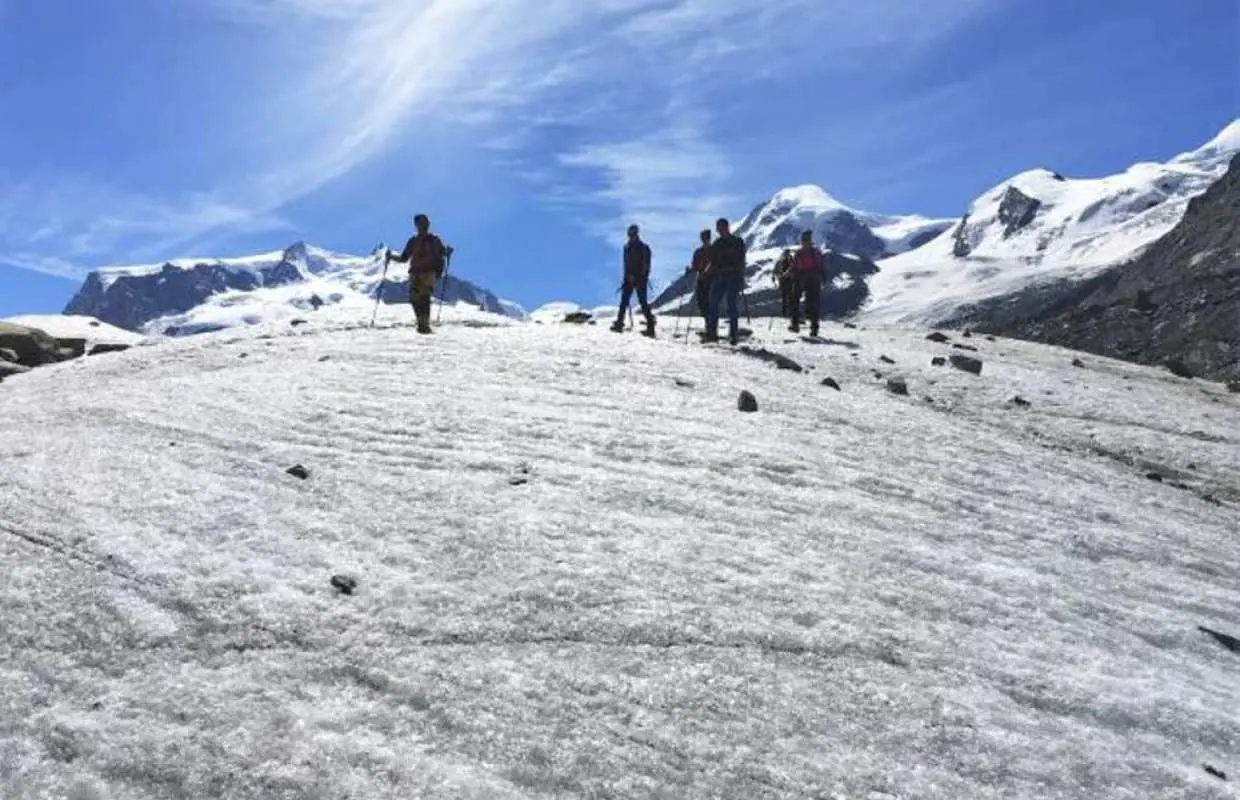 Plateau Rosa demanding glacier hike from Zermatt