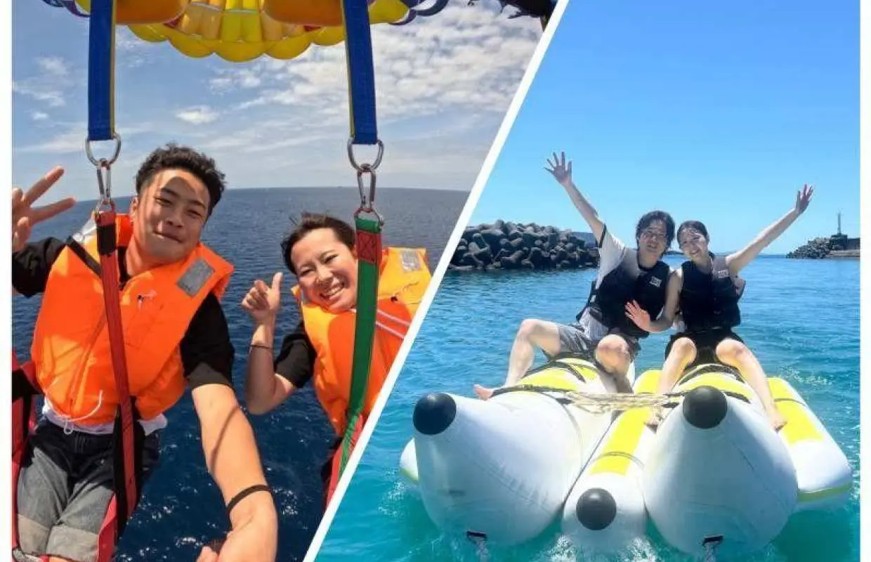 【沖縄・宜野湾発】パラセーリングとマリンパック　海×空アクティブプラン★GoPro無料レンタル&写真データプレゼント★