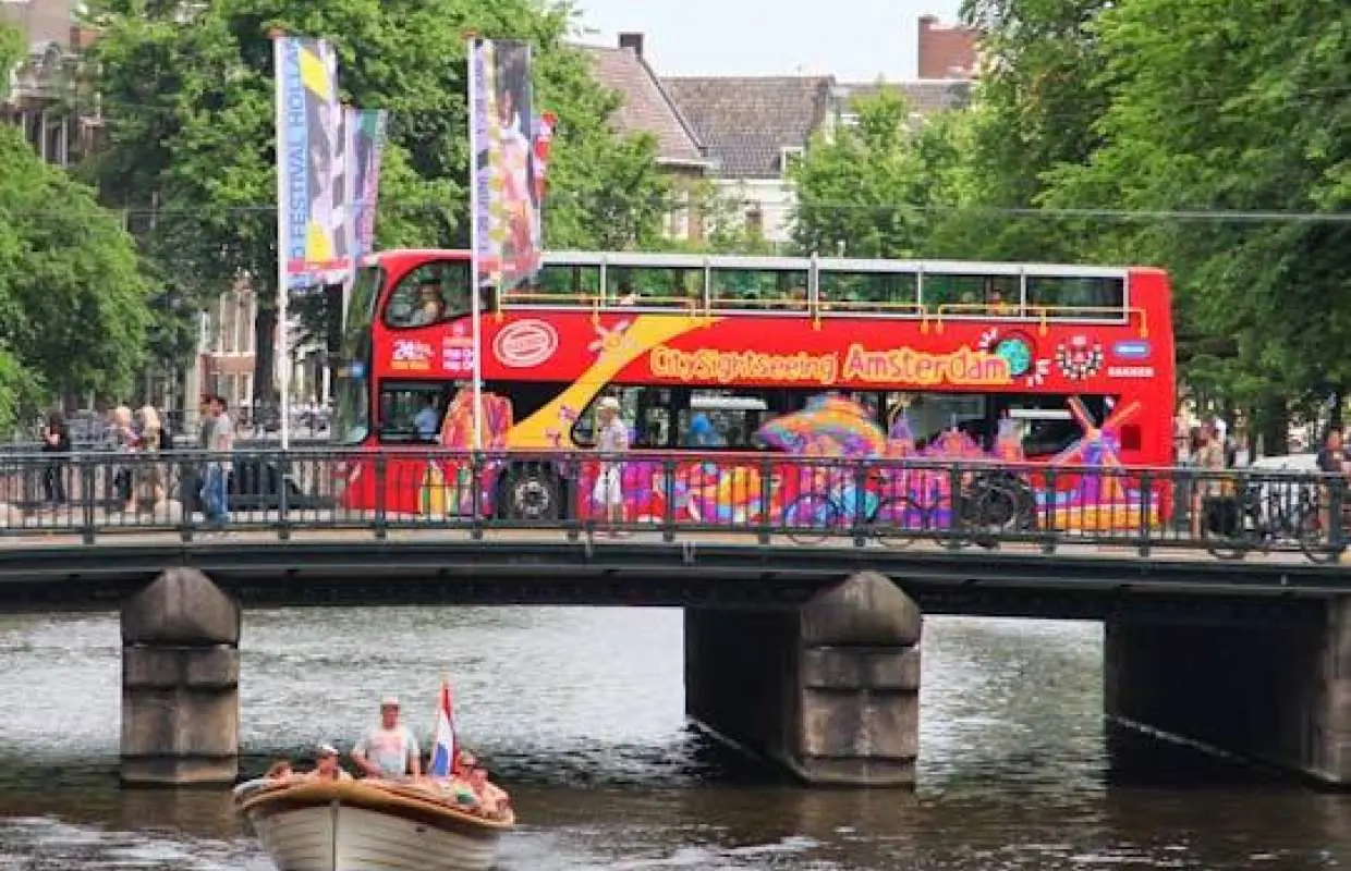 City Sightseeing hop-on hop-off Amsterdam bus tour and optional cruise