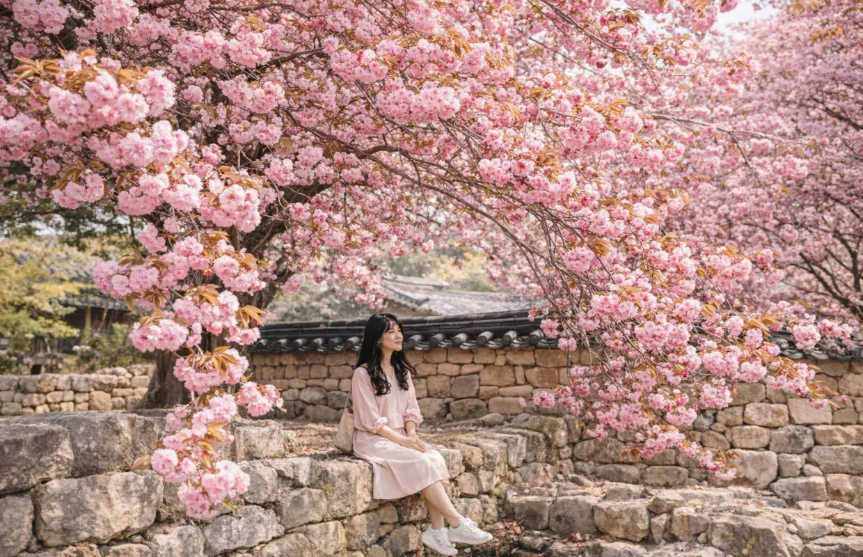 ソウル発、韓国王宮の桜満開日帰りツアー | 海岸、寺院、要塞