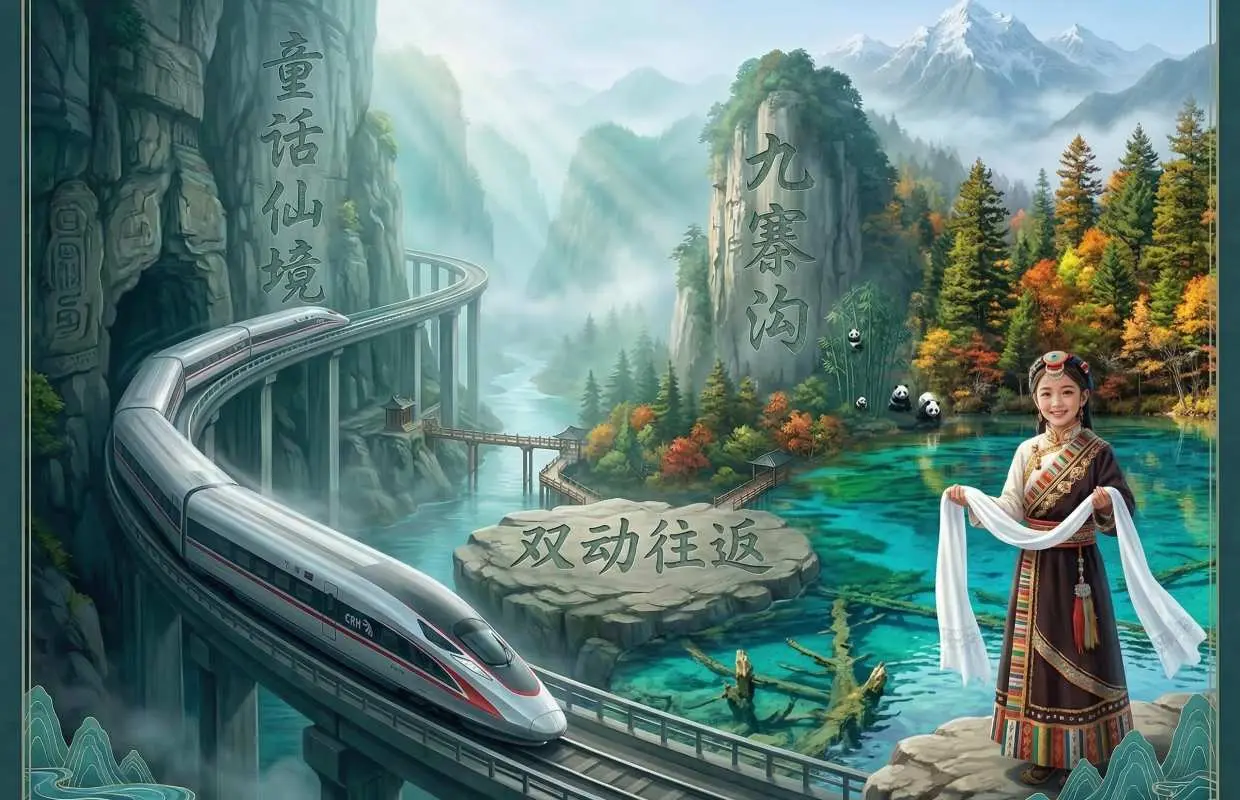 중국 쓰촨성 아바현 | 주자이거우 당일 여행 (고속열차 및 미니밴 이용, 2~8인)