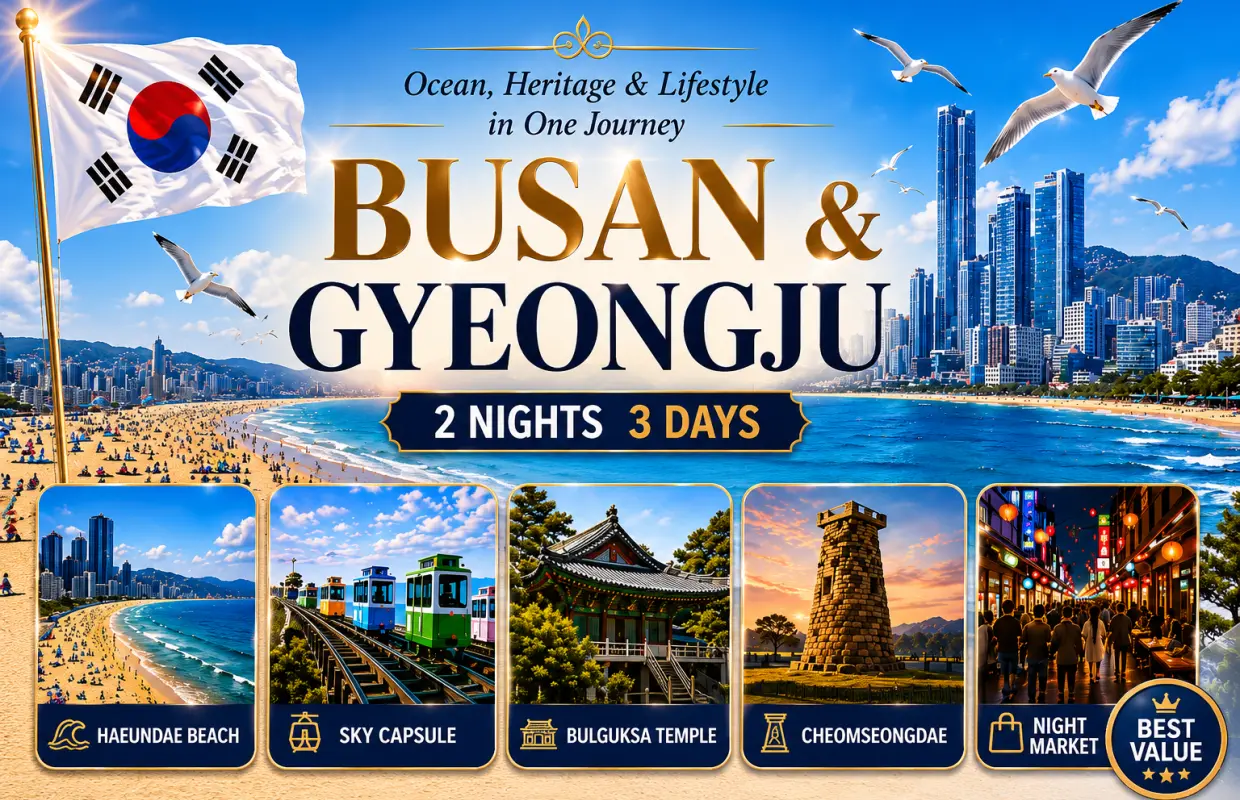 Busan & Gyeongju City, Heritage & Night Market Gourmet 2N3D