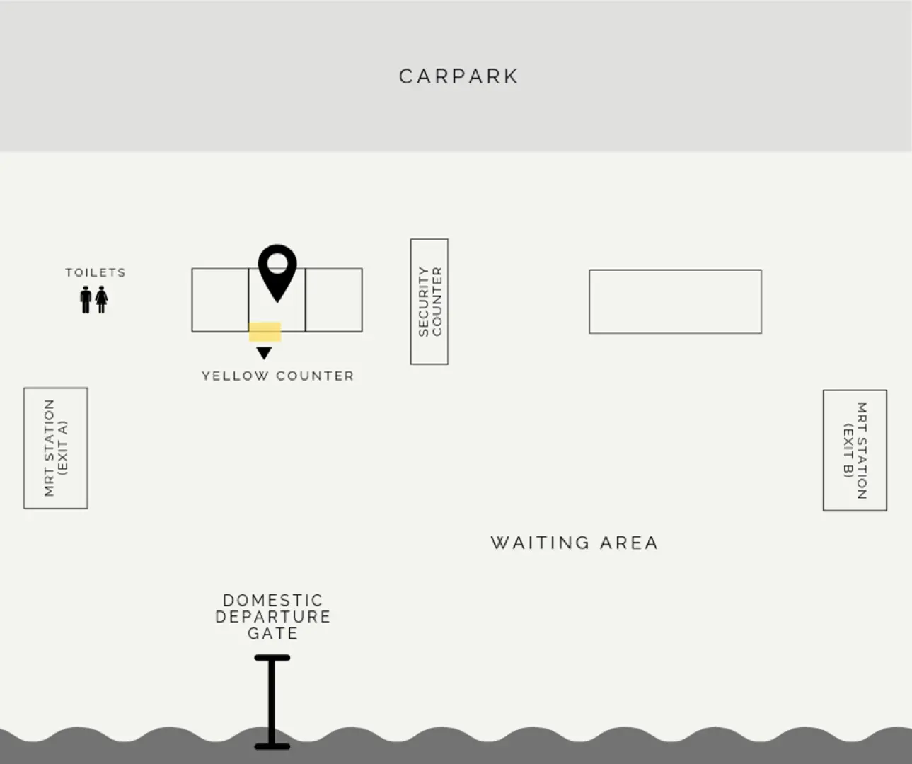 meeting point and domestic departure gate map