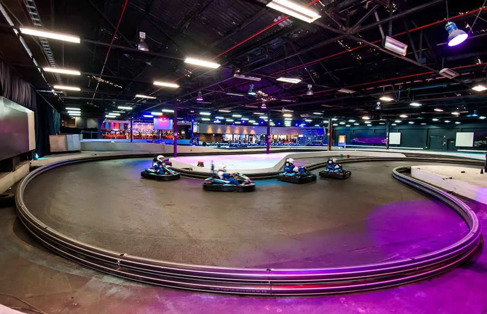 wide view of a large turn around the track