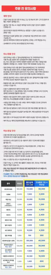 베트남 포켓 와이파이 제품의 상세 정보 페이지로, 한국 공항 픽업 및 반납 장소, 요금, 이용 주의사항을 안내하여 여행객의 편의를 돕습니다.