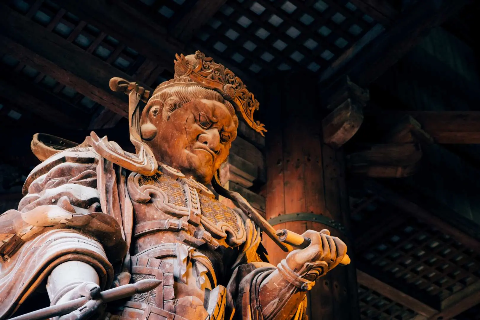 The impressive Kongo Rikishi statues are located inside the South Gate.
