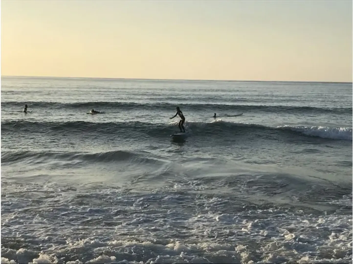 I was able to ride the wave!

Your instructor will push you offshore and ride the waves.