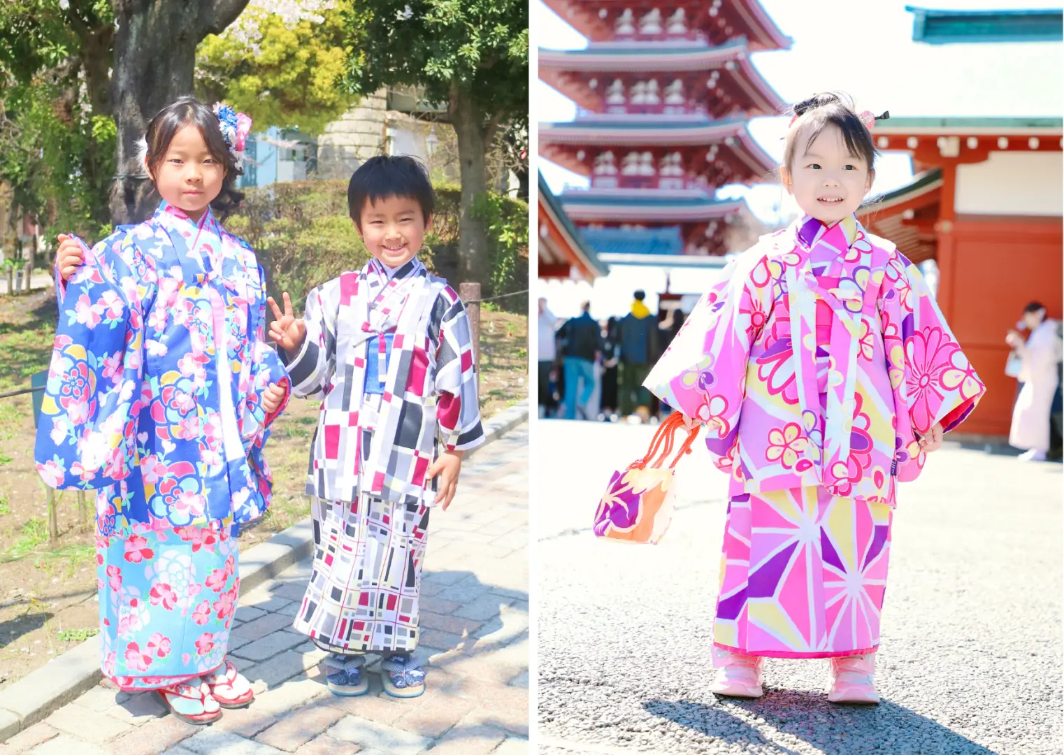 男性・子供着物・浴衣プラン（男子供着物・女子供着物）：とてもかわいいお子様の着物は、身長70cmから豊富なサイズをご用意しています。