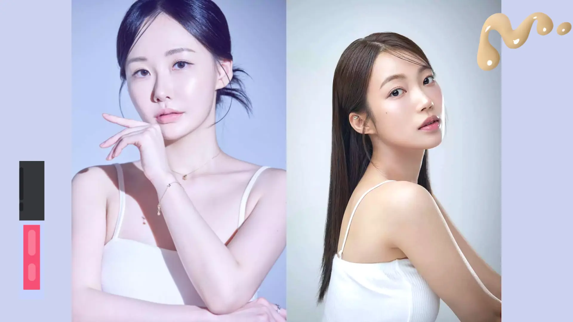 นางแบบสองคนนำเสนอการแต่งหน้าและทรงผมสไตล์เกาหลีธรรมชาติจาก ROA.MAKEUP เน้นผิวพรรณไร้ที่ติและสไตล์ที่ละเอียดอ่อน