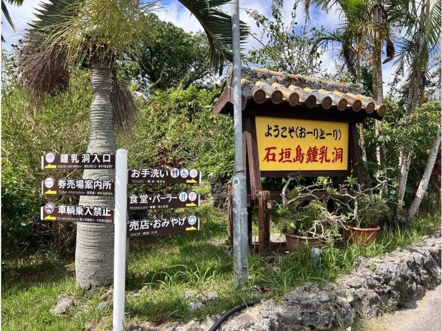 石垣島鍾乳洞、売店手前にある店舗に集合！。駐車スペースはたくさんあります。