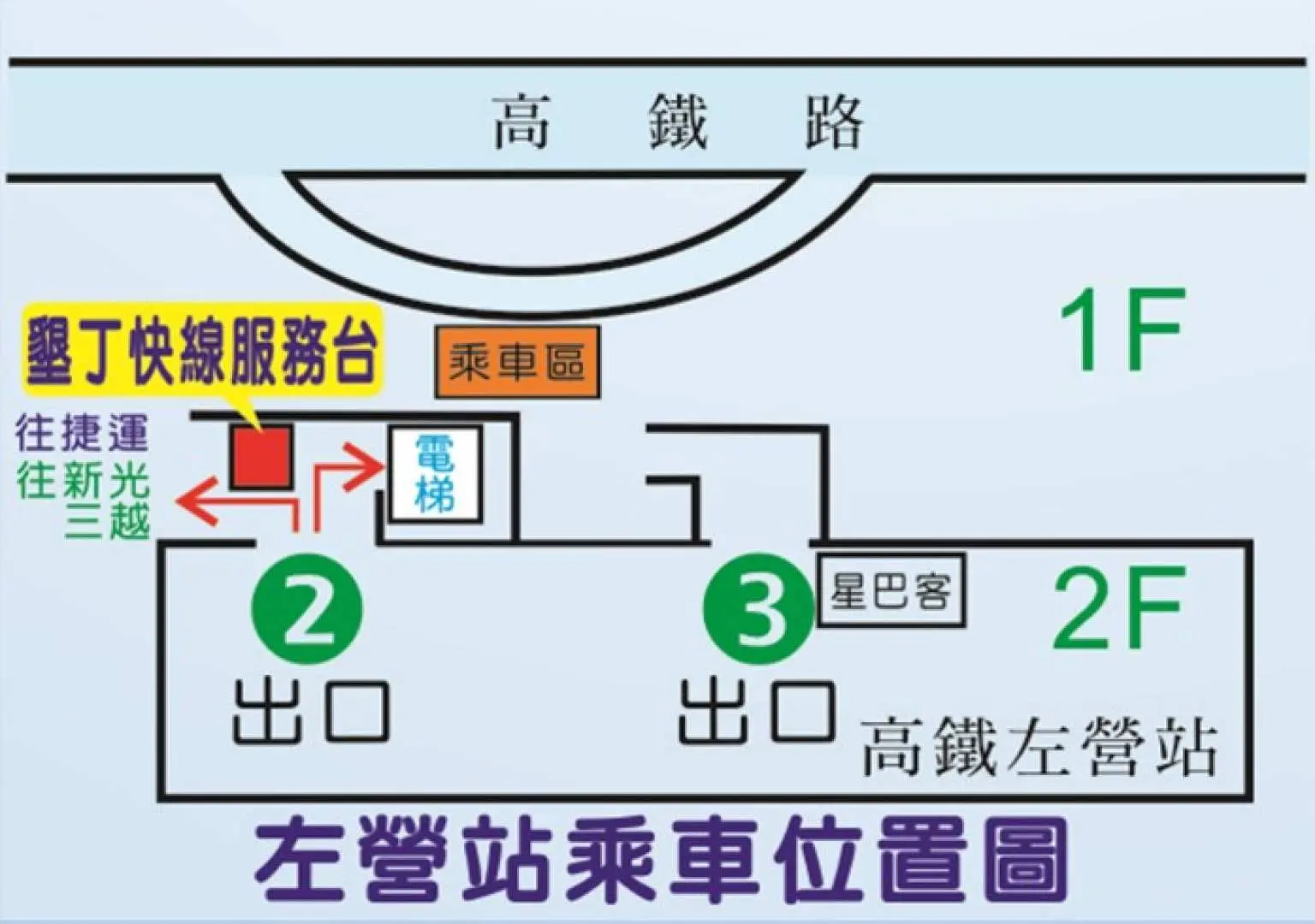 高鐵左營站墾丁快線櫃檯位置圖
