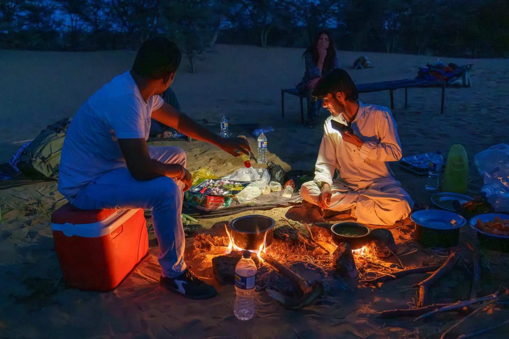 Camel Driver Prepared the tradition & Authentic Desert Style Dinner at Dunes on Wooden Fire