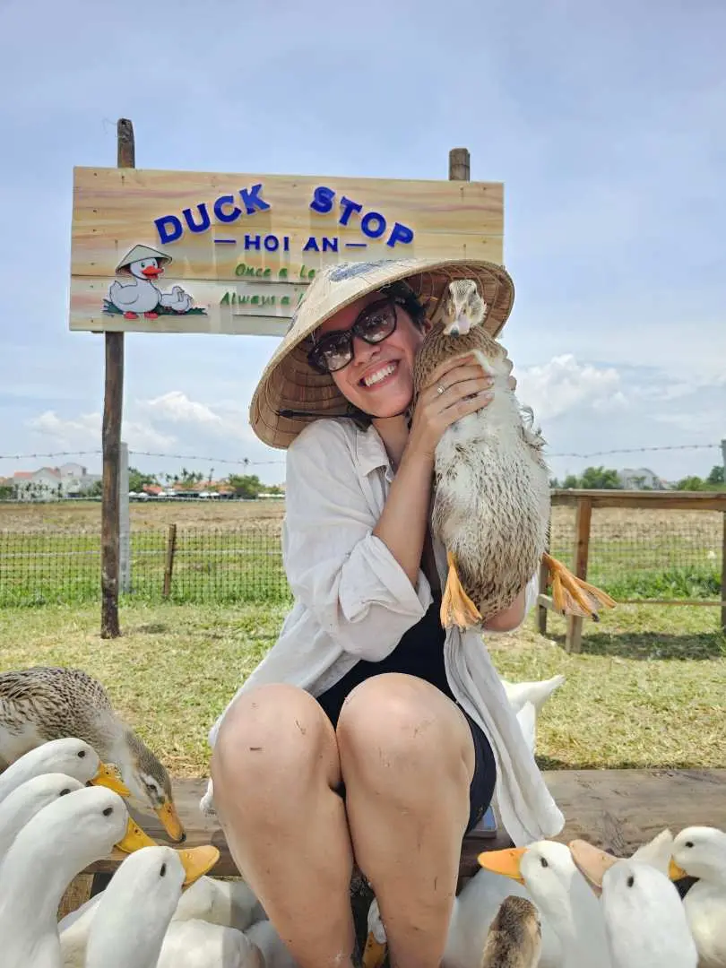 Escape the crowds and discover one of Hoi An’s most unique and fun experiences!
At Duck Stop, you won’t just visit a farm — you’ll become a real duck leader. Walk together with hundreds of ducks, guide them, feed them, and capture unforgettable moments.
But the highlight everyone loves is our signature duck massage
Sit down, relax, and let the ducks gently “massage” your feet — or even your whole body — a funny, surprising, and one-of-a-kind experience you won’t find anywhere else.
This eco-friendly farm offers a peaceful countryside atmosphere where you can:
Connect with nature
Learn about local farm life
Enjoy interactive, hands-on activities
Perfect for couples, friends, and families looking for something fun, different, and memorable in Hoi An.